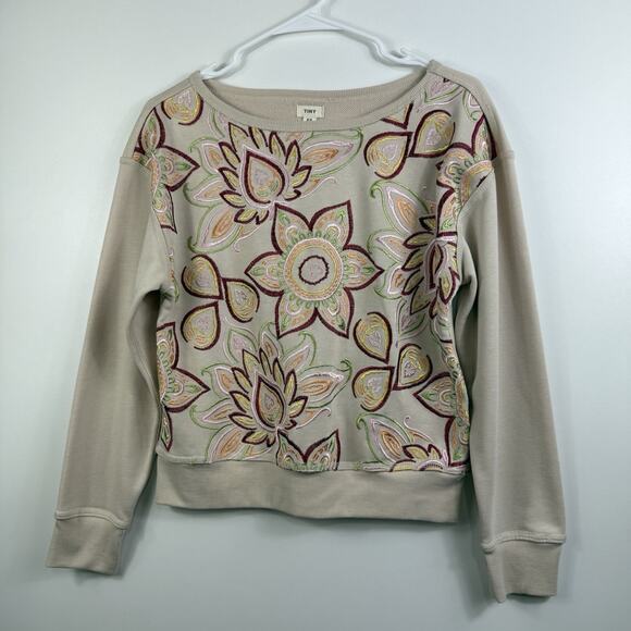 Anthropologie Tiny Helena Embroidered Floral Pullover Sweatshirt XS Bohemian - Picture 10 of 12